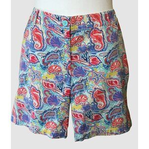 Talbots The Weekend Short 7 inch in Bright Colorful Ocean Life Print Size 12